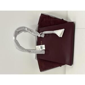 Michael Kors Avril XL Extra Large Top Zip Tote Shoulder Leather Bag Oxblood